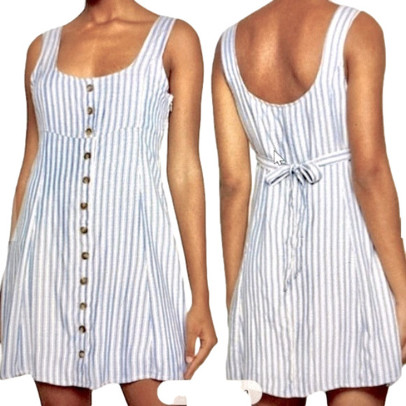 AMERICAN EAGLE Tank Dress Tie Back Sleeveless Stripe Blue/White Women Size XS - Picture 1 of 13